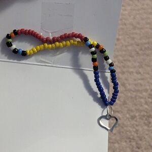 NAHLA Handmade Beaded African Anklet/Bracelet Colorful Stretch With Heart Charm